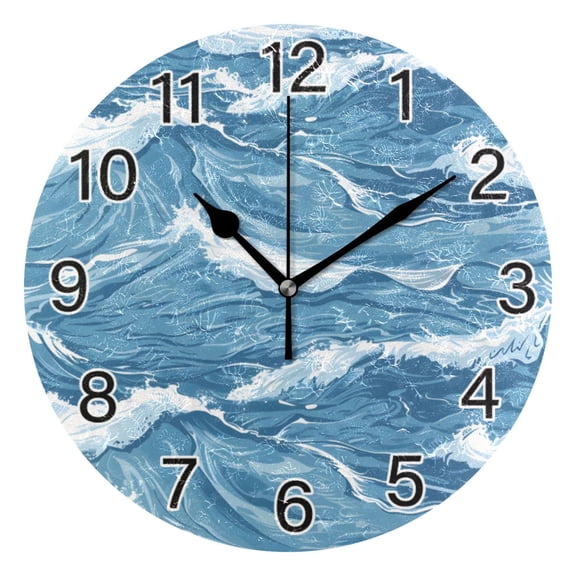 Ryvnso Waves Wall Clock Non Ticking Silent Kitchen Clock Battery Operated Clocks 10 inch