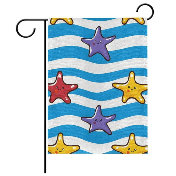 Ryvnso Wavy Starfishes Garden Flag 12x18 Inch Double Sided Seasonal Yard Decoration