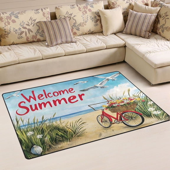 Ryvnso Welcome Summer Beach Area Floor Mat Non-Slip Carpet Soft Rugs Doormats 60" x 39"