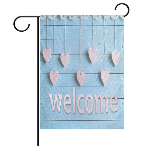 Ryvnso Welcome and Heart Garden Flag 12x18 Inch Double Sided Seasonal Yard Decoration