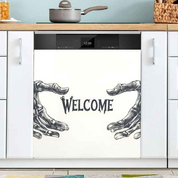 Ryvnso Welcome with Hands Dishwasher Magnetic Refrigerator Magnet Cover Kitchen Home Decorative 23"x26"