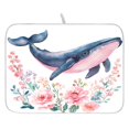 thumbnail image 1 of Ryvnso Whale and Flowers Dish Drying Mat for Kitchen Countertop 16x18 Small Dish Pad Drainer Rack Dish Sink Mats, 1 of 7