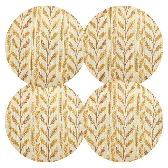 Ryvnso Wheat Summer Round Plate Mats Dining Table Placemat Set of 4 for Holiday Decoration