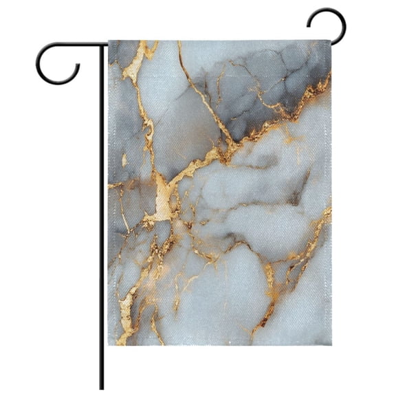 Ryvnso White Gold Marble Garden Flag 12x18 Inch Double Sided Seasonal Yard Decoration