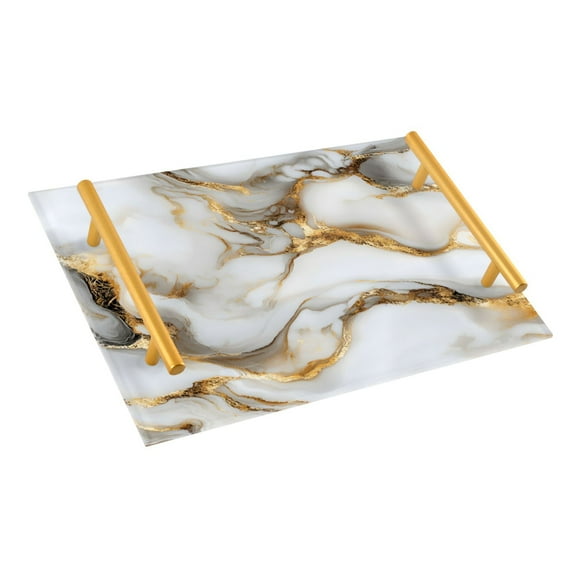 Ryvnso White Marble Bathroom Tray Vanity Countertop Trays Acrylic Organizer