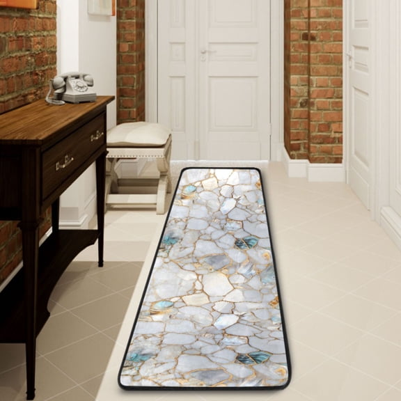 Ryvnso White Marble Hallway Runner Rugs Floor Carpet Non Slip Entryway Mat 2' x 6'