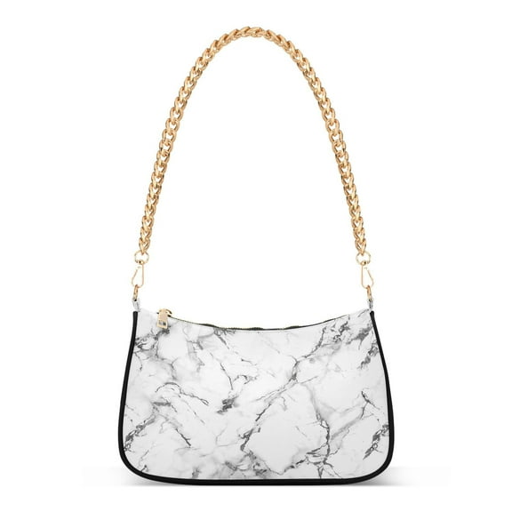 Ryvnso White Marble Womens Chain Shoulder Bag Tote Handbags Clutch Hobo Purse with Zipper for Travel