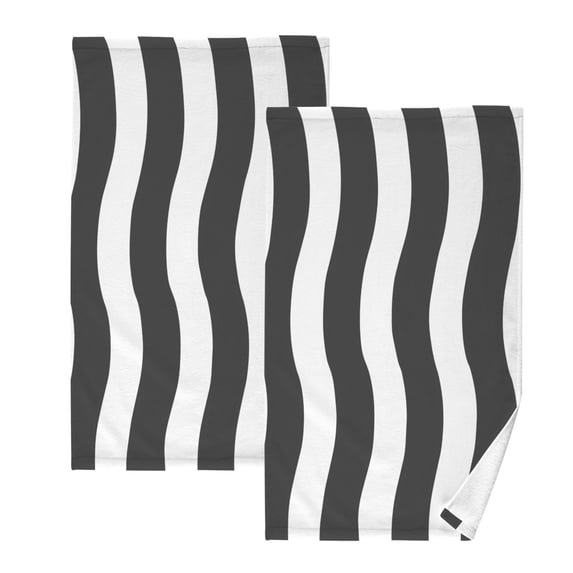 Ryvnso White with Black Line Stripe Cotton Hand Towels Sets Face Towel 2 PCs Bathroom Decorative