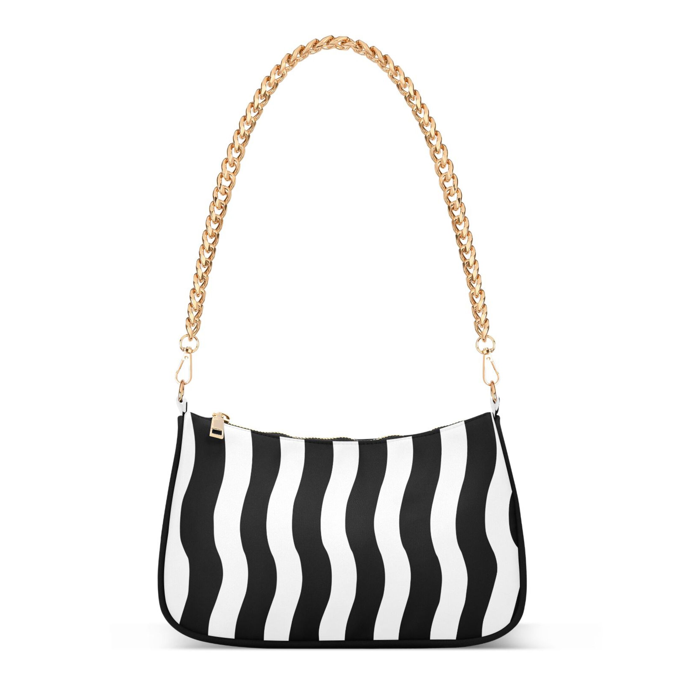 Striped Black and White Women\'s Bag Fashion Handbag Black and White Stripe Tote for Women  main image 3