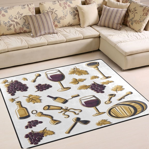 Ryvnso Wine Grapes Area Rug Floor Mats Non-Slip Home Carpet 63 x 48 inch