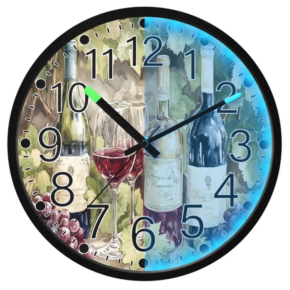 Ryvnso Wines 12 Inch Night Light Wall Clock Silent Battery Operated Luminous Clocks