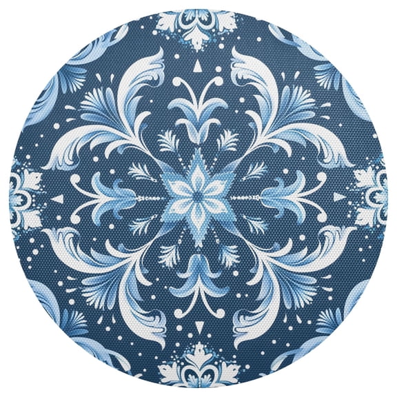 Ryvnso Winter Bohomia Flower Round Plate Mats Dining Table Placemat 1 Piece for Holiday Decoration