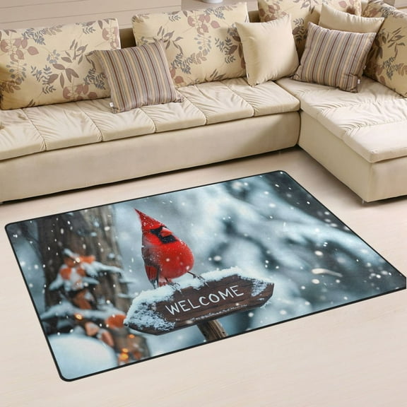 Ryvnso Winter Cardinal Welcome Area Floor Mat Non-Slip Carpet Soft Rugs Doormats 60" x 39"