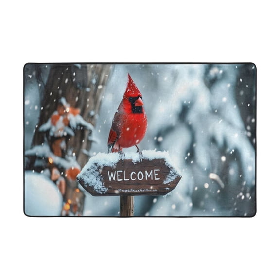 Ryvnso Winter Cardinal Welcome Area Floor Mats Large Nursery Rugs Non-Slip Carpets Doormat 36" x 24"