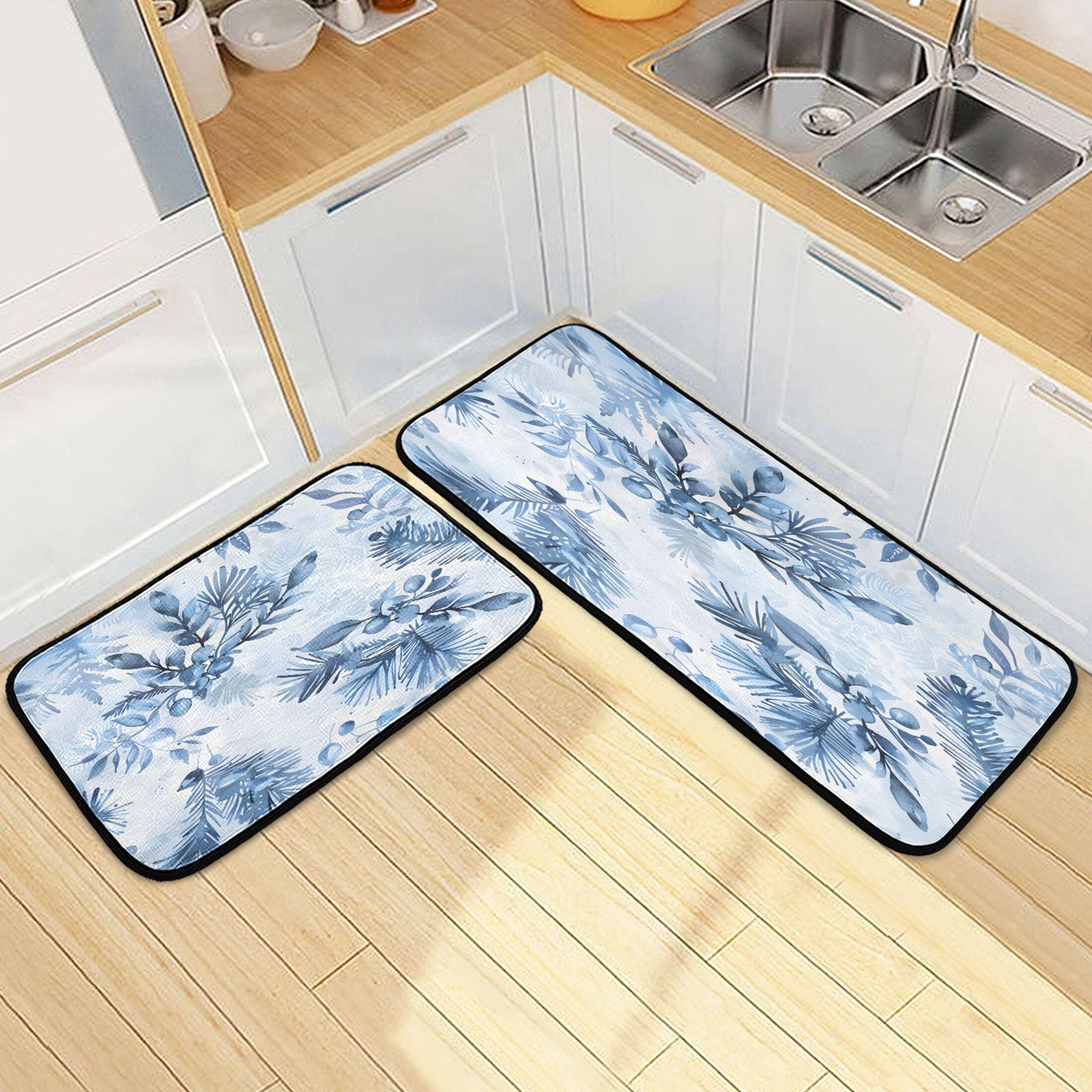 Ryvnso Winter Cherry Grass Kitchen Rugs Set Non Slip Runner Mats for ...