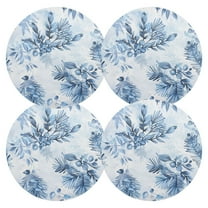 Ryvnso Winter Cherry Grass Round Plate Mats Dining Table Placemat Set of 4 for Holiday Decoration