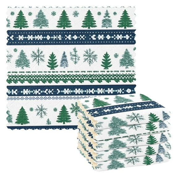 Ryvnso Winter Christmas Snowflake Kitchen Towels Dish Clothes for Drying Dishes Cleaning Absorbent Set of 6