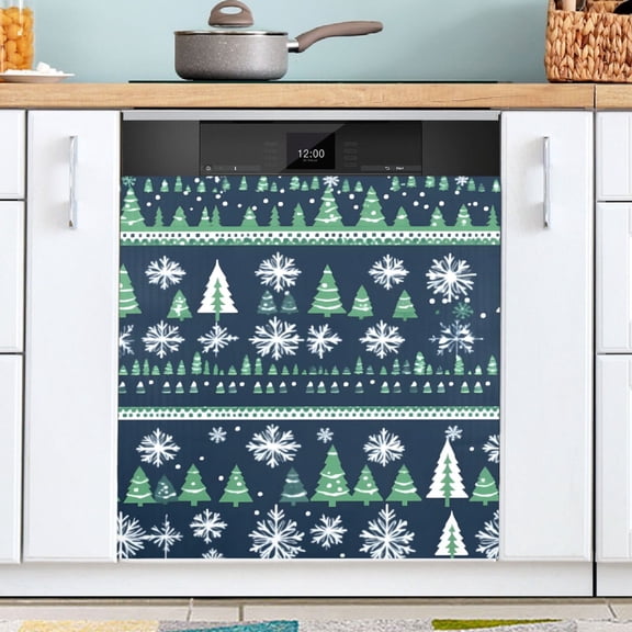 Ryvnso Winter Christmas Snowflake Tree Dishwasher Magnetic Refrigerator Magnet Cover Kitchen Home Decorative 23"x26"