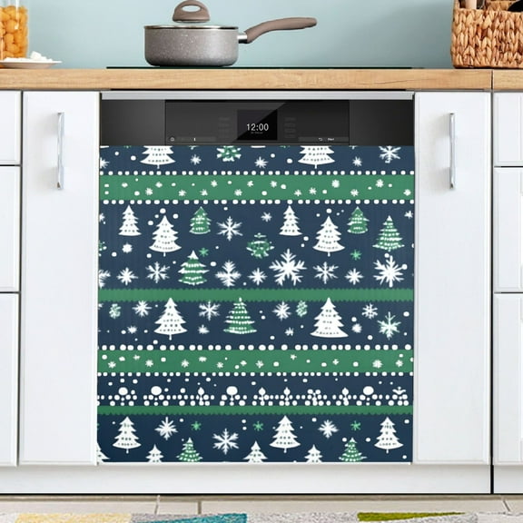 Ryvnso Winter Christmas Tree Snowflake Dishwasher Magnetic Refrigerator Magnet Cover Kitchen Home Decorative 23"x26"