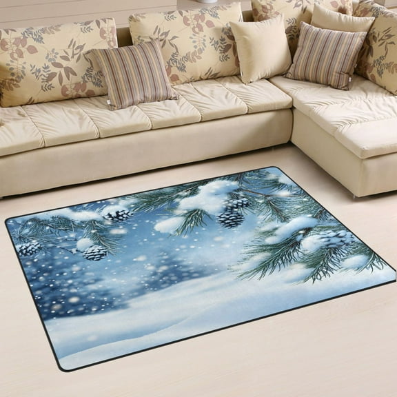 Ryvnso Winter Snowflake on Tree Area Floor Mat Non-Slip Carpet Soft Rugs Doormats 60" x 39"