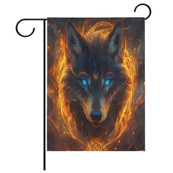 Ryvnso Wolf Eyes Garden Flag 12x18 Inch Double Sided Seasonal Yard Decoration