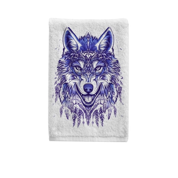 Ryvnso Wolf Print Hand Towels for Bathroom Cotton Face Towel Decorative 15.5x29.5 inch