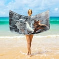 thumbnail image 1 of Ryvnso Wolf and Fox in Forest Oversized Beach Towel Microfiber Bath Blankets Swimming Fitness 37" x 74", 1 of 5