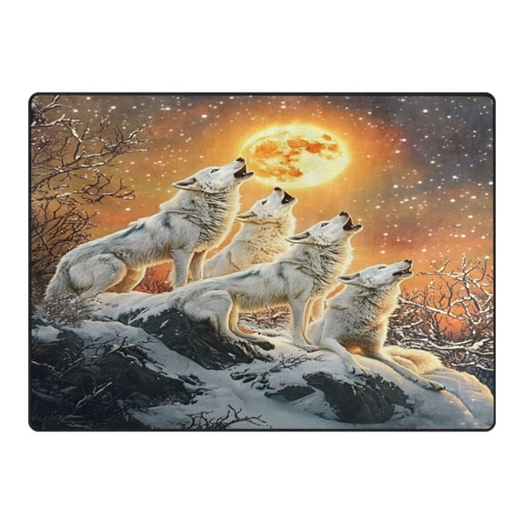 Ryvnso Wolf at Sunset Area Rug Floor Mats Non-Slip Home Carpet 63 x 48 inch