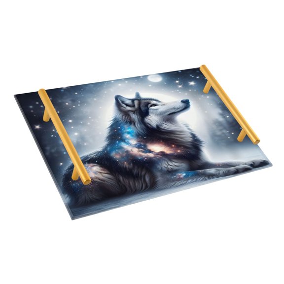 Ryvnso Wolf in Starry Sky Bathroom Tray Vanity Countertop Trays Acrylic Organizer