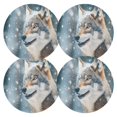 thumbnail image 1 of Ryvnso Wolf in Winter Round Plate Mats Dining Table Placemat Set of 4 for Holiday Decoration, 1 of 7