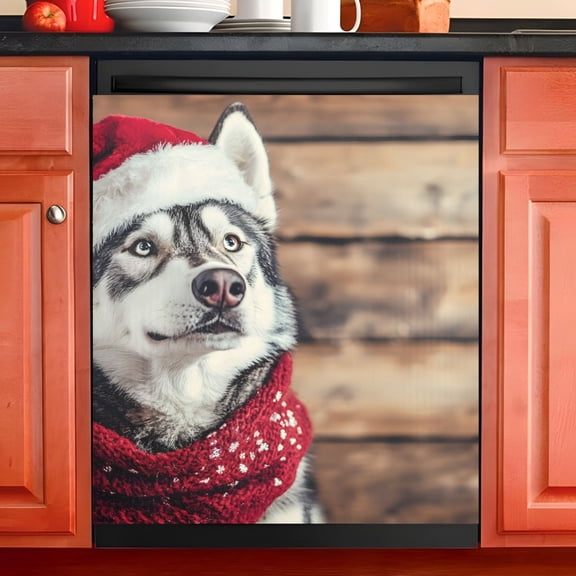 Ryvnso Wolf with Christmas Dishwasher Magnetic Refrigerator Magnet Cover Kitchen Home Decorative 23"x26"