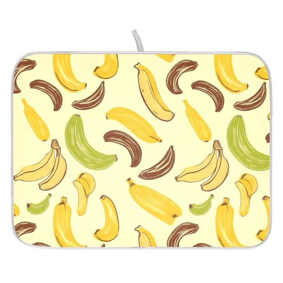 Ryvnso Yellow Banana Dish Drying Mat for Kitchen Countertop 16x18 Small Dish Pad Drainer Rack Dish Sink Mats