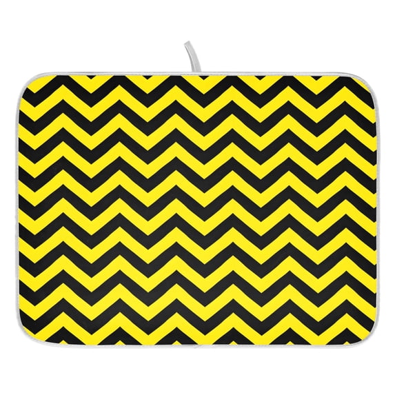 Ryvnso Yellow Lines Dish Drying Mat for Kitchen Countertop 16x18 Small Dish Pad Drainer Rack Dish Sink Mats