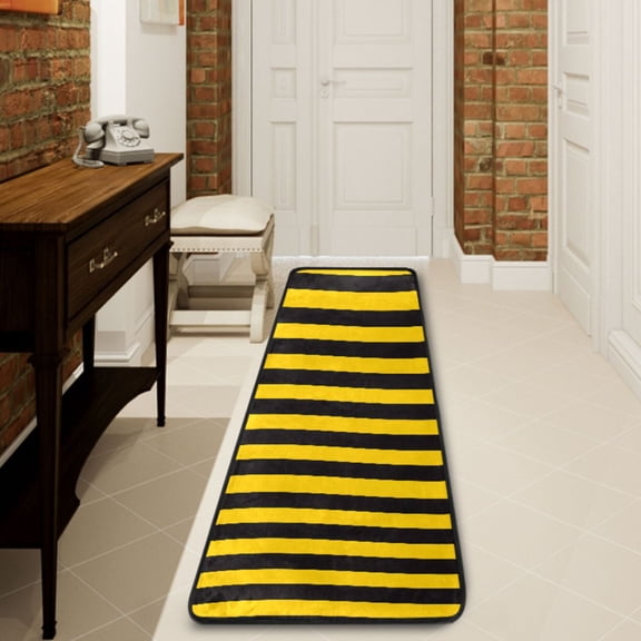 Ryvnso Yellow Stripes Line Pattern Hallway Runner Rugs Floor Carpet Non Slip Entryway Mat 2' x 6'