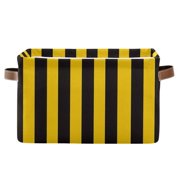Ryvnso Yellow Stripes Line Pattern Storage Basket Large Bin Foldable Boxes Toys Organizer 14.2x10.2x8.3in 1 PC