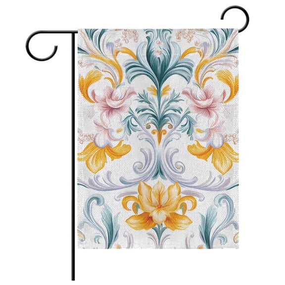 Ryvnso Yellow Vintage Flower Pattern Garden Flag 12x18 Inch Double Sided Seasonal Yard Decoration
