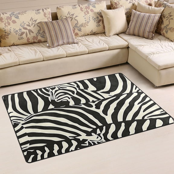 Ryvnso Zebra Black Print Area Floor Mat Non-Slip Carpet Soft Rugs Doormats 31" x 20"