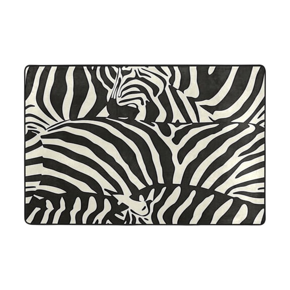 Ryvnso Zebra Black Print Area Floor Mats Large Nursery Rugs Non-Slip Carpets Doormat 36" x 24"