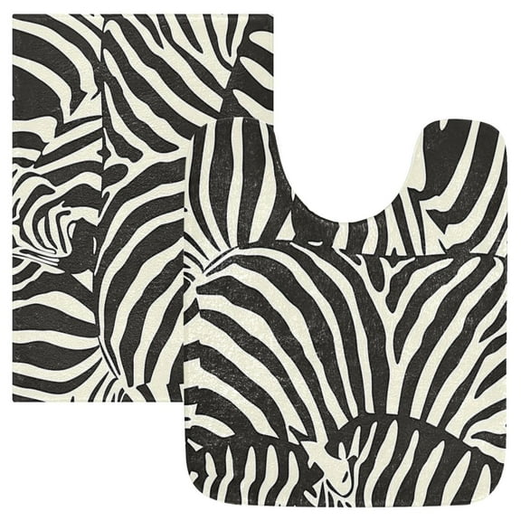 Ryvnso Zebra Black Print Bathroom Shaggy Rugs Toilet Mat Soft Contour Rug
