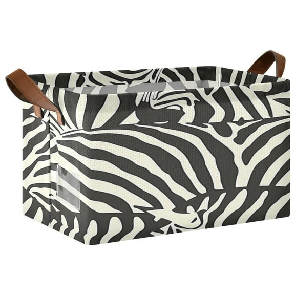 Ryvnso Zebra Black Print Storage Bins Large Basket Foldable Cube Toys Organizer with Handles 1 PC