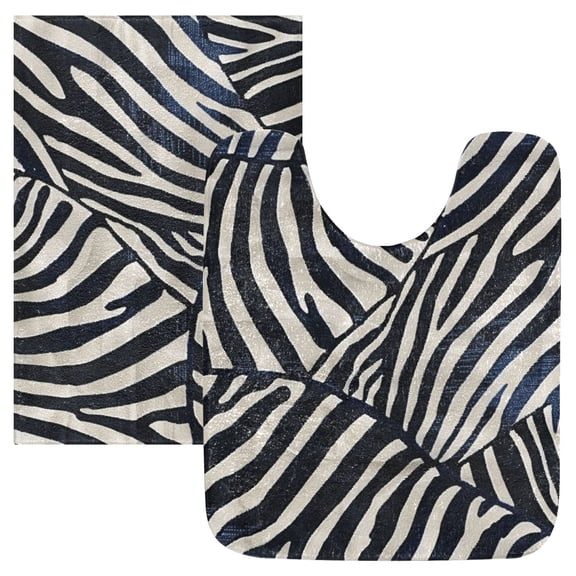 Ryvnso Zebra Pattern Bathroom Shaggy Rugs Toilet Mat Soft Contour Rug