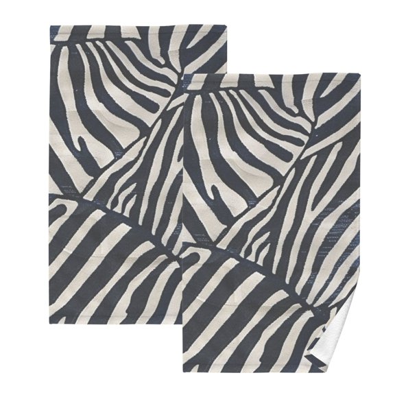 Ryvnso Zebra Pattern Cotton Hand Towels Sets Face Towel 2 PCs Bathroom Decorative