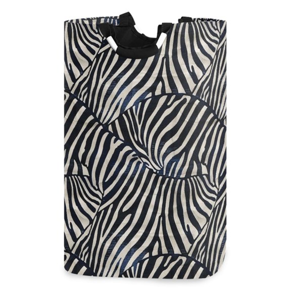 Ryvnso Zebra Pattern Large Storage Basket with Handles Collapsible Organizer Bin Laundry Hamper