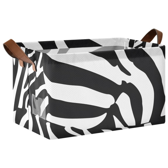 Ryvnso Zebra Texture Storage Bins Large Basket Foldable Cube Toys Organizer with Handles 1 PC