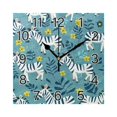 thumbnail image 1 of Ryvnso Zebras Floral Wall Clock Square Silent Non-Ticking Battery Operated 7.78", 1 of 7