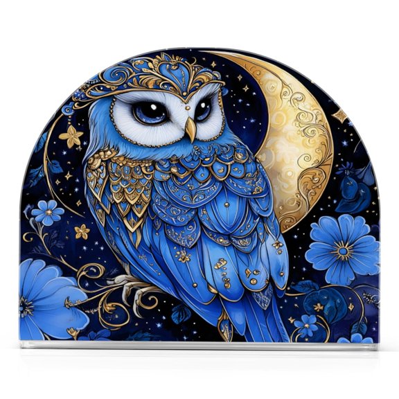 Ryvnso with Owl Bloom Flower Pattern Acrylic Napkin Holder for Table Paper Kitchen Cocktail Tissue Dispenser