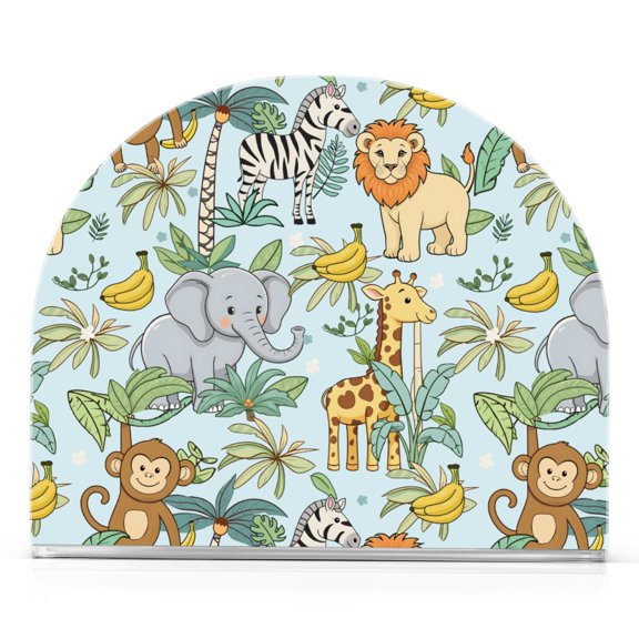 Ryvnso with Zoo Elephant Monkey Giraffe Pattern Acrylic Napkin Holder for Table Paper Kitchen Cocktail Tissue Dispenser