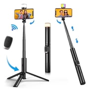 Avoalre 67" Selfie Stick, 360°Rotation Anti-shake Extendable Tripod for iPhone with Remote &RGB Fill Light, Phone Tripod for Android/iOS（Black Selfie Stick)