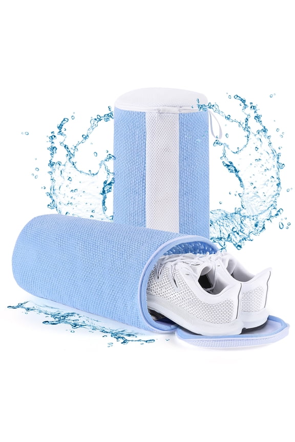 Shoe Washing Bag, 360° All-Around Cleaning with Microfiber Fibers, Top Hidden Zipper for Sneakers Running Shoes Machine Washable Reusable