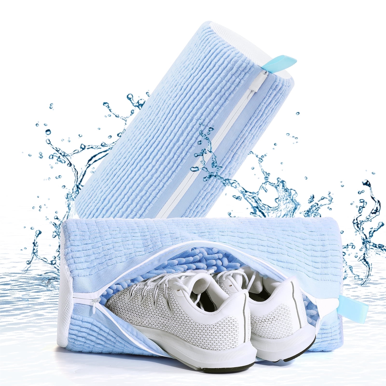 Avoalre Shoe Washing Bag for Washing Machine, Shoe Laundry Bags with Invisible Side Zipper, 360°All Around Cleaning, Upgraded Size for All Shoe Types & Sizes Blue